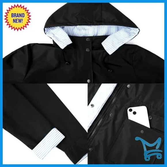 Lightweight Waterproof Raincoat with Hood, Plus Size Trench for Outdoor